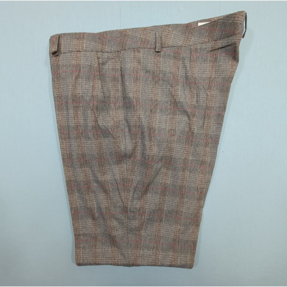 Maison Common Womens Plaid Wool Pants 46 US 10 12 Brown Trousers - Picture 2 of 12